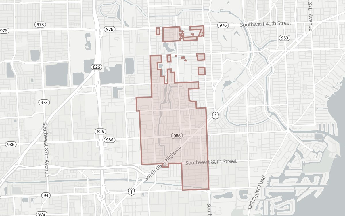 Map of the South Miami city limits